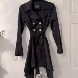 Bland Noir Black Double-Breasted Trench Coat